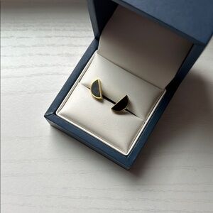 Black and Gold Half Moon Earrings